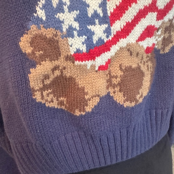 Grayson Threads Cropped style teddy bear knit sweater, blue and white womens XL - Picture 6 of 12